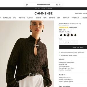 Commense Dark Chocolate Keyhole Knit Sweater